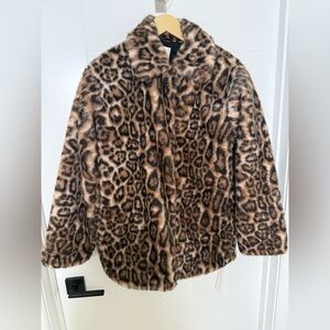 Reformation Leopard Print Faux Fur Coat